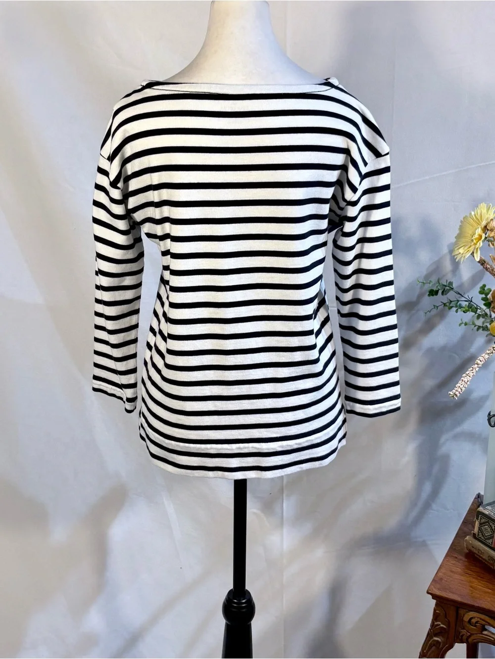 💥Kate Spade Beware of Sharks Breton Stripe Sparkle Graphic Cotton Top Sz S🧡